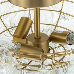 3-Light Brass Sculpture Glass Globe Bubble Semi Flush Chandelier