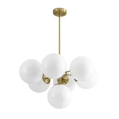 7-light Brass Sputnik Opal Glass Globe Bubble Chandelier