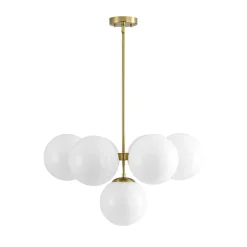 7-light Brass Sputnik Opal Glass Globe Bubble Chandelier