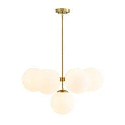 7-light Brass Sputnik Opal Glass Globe Bubble Chandelier
