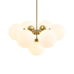 7-light Brass Sputnik Opal Glass Globe Bubble Chandelier