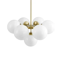 7-light Brass Sputnik Opal Glass Globe Bubble Chandelier