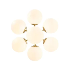 7-light Brass Sputnik Opal Glass Globe Bubble Chandelier