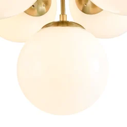 7-light Brass Sputnik Opal Glass Globe Bubble Chandelier