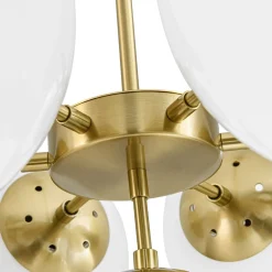 7-light Brass Sputnik Opal Glass Globe Bubble Chandelier