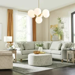 7-light Brass Sputnik Opal Glass Globe Bubble Chandelier
