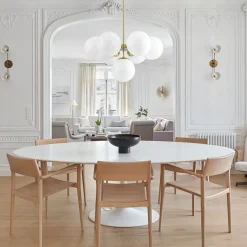 7-light Brass Sputnik Opal Glass Globe Bubble Chandelier