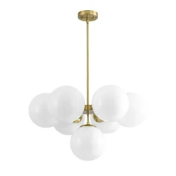 7-light Brass Sputnik Opal Glass Globe Bubble Chandelier