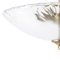 3-Light Brass Textured Glass Bowl Round Semi Flush Mount