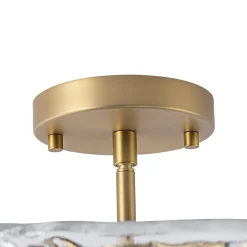 3-Light Brass Textured Glass Bowl Round Semi Flush Mount