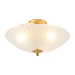 3-Light Brass Textured Glass Bowl Round Semi Flush Mount