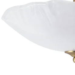 3-Light Brass Textured Glass Bowl Round Semi Flush Mount