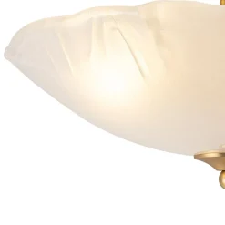 3-Light Brass Textured Glass Bowl Round Semi Flush Mount