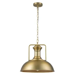 1-Light Brushed Brass Iron Dome Kitchen Pendant