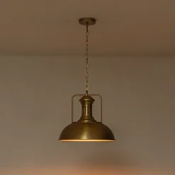 1-Light Brushed Brass Iron Dome Kitchen Pendant