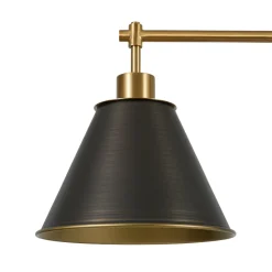3-Light Brushed Gold Black Cone Island Chandelier