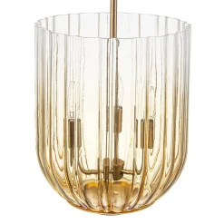 3-Light Candle Style Bell Ribbed Tinted Glass Ceiling Pendant