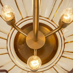 3-Light Candle Style Bell Ribbed Tinted Glass Ceiling Pendant