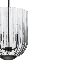 3-Light Candle Style Bell Ribbed Tinted Glass Ceiling Pendant