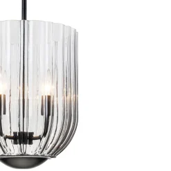 3-Light Candle Style Bell Ribbed Tinted Glass Ceiling Pendant
