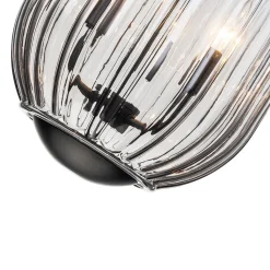 3-Light Candle Style Bell Ribbed Tinted Glass Ceiling Pendant