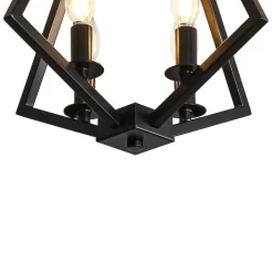 4-light Candle Style Black Simple Geometric Lantern Semi Flush