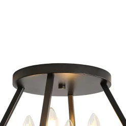 4-light Candle Style Black Simple Geometric Lantern Semi Flush