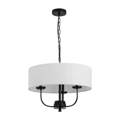 3-Light Candle Style Large Fabric Drum Cage Chandelier