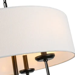 3-Light Candle Style Large Fabric Drum Cage Chandelier
