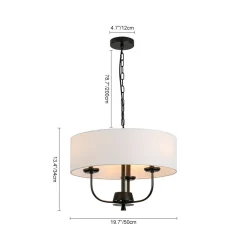 3-Light Candle Style Large Fabric Drum Cage Chandelier