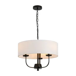 3-Light Candle Style Large Fabric Drum Cage Chandelier