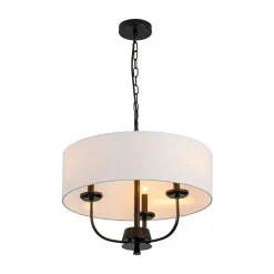 3-Light Candle Style Large Fabric Drum Cage Chandelier