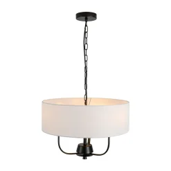 3-Light Candle Style Large Fabric Drum Cage Chandelier