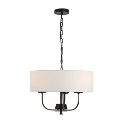 3-Light Candle Style Large Fabric Drum Cage Chandelier