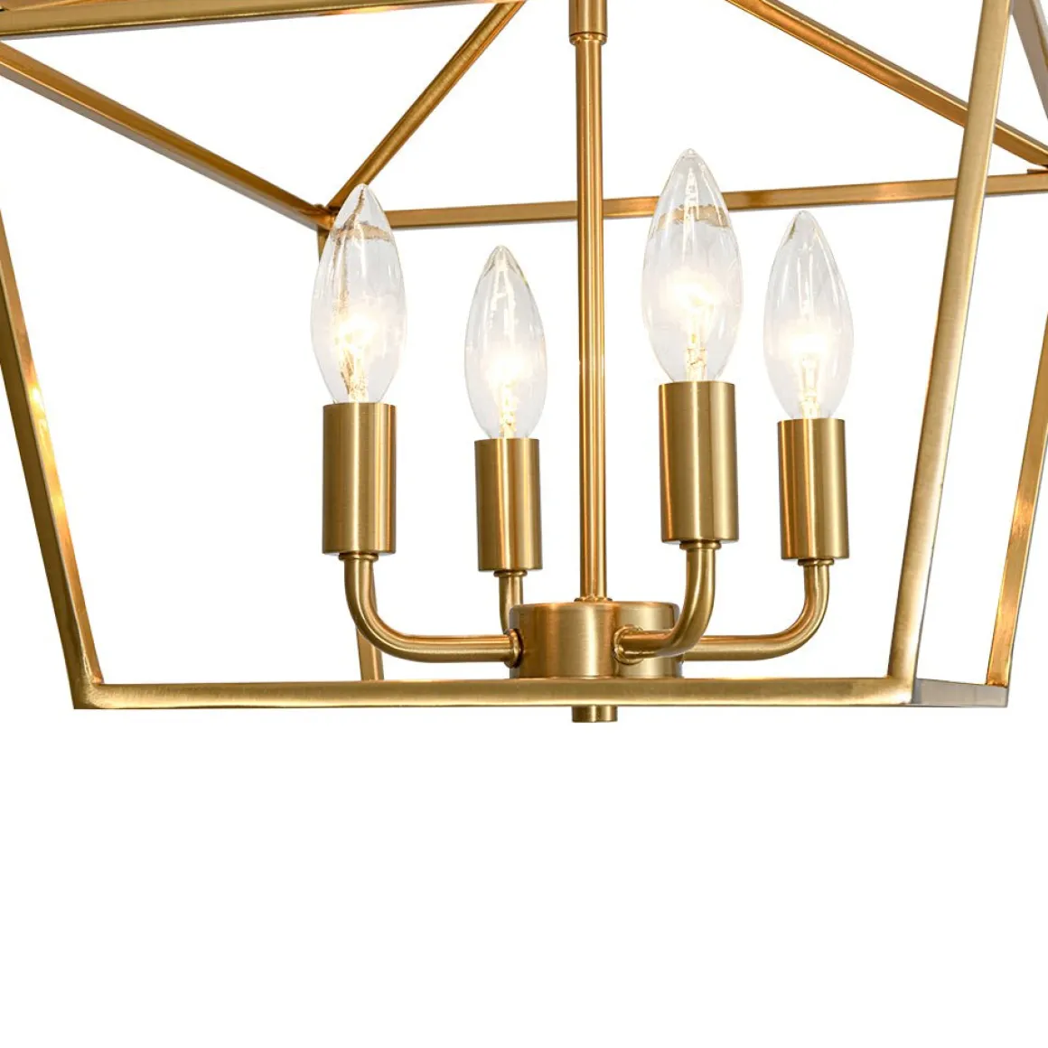 4-Light Candle Style Square Lantern Semi Flush Mount