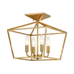 4-Light Candle Style Square Lantern Semi Flush Mount