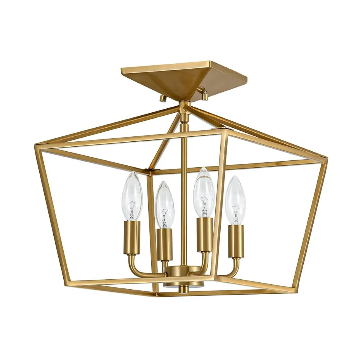 4-Light Candle Style Square Lantern Semi Flush Mount