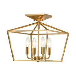 4-Light Candle Style Square Lantern Semi Flush Mount