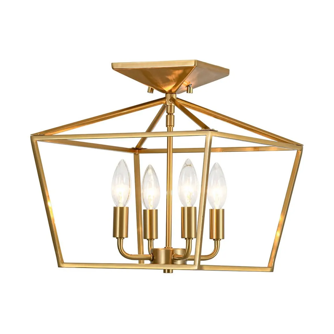 4-Light Candle Style Square Lantern Semi Flush Mount