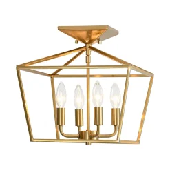 4-Light Candle Style Square Lantern Semi Flush Mount