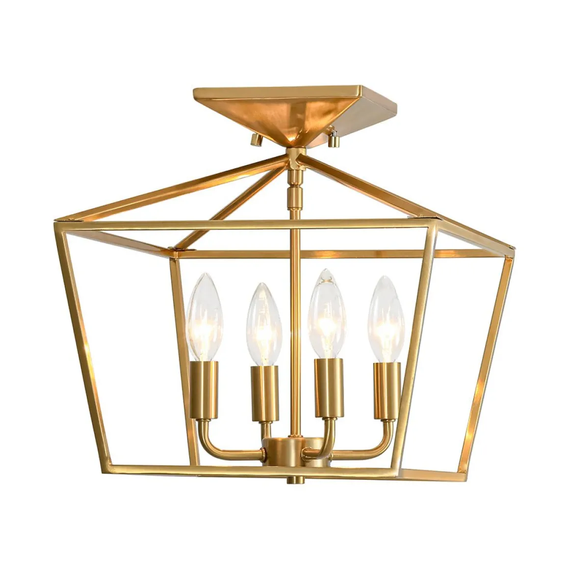 4-Light Candle Style Square Lantern Semi Flush Mount