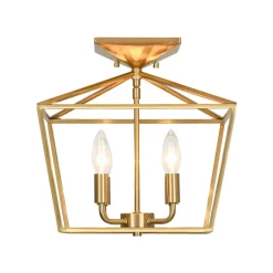4-Light Candle Style Square Lantern Semi Flush Mount