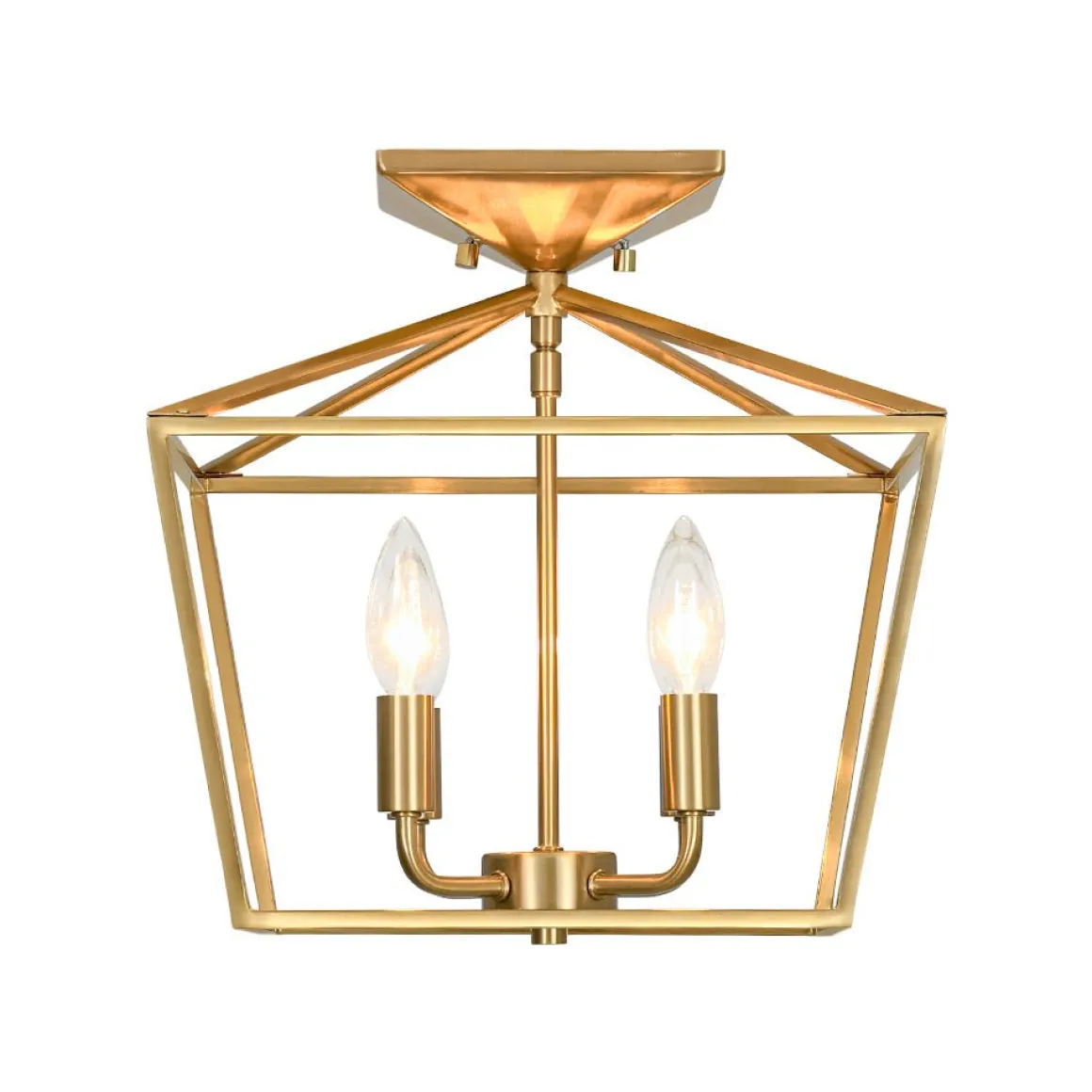 4-Light Candle Style Square Lantern Semi Flush Mount