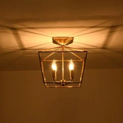 4-Light Candle Style Square Lantern Semi Flush Mount