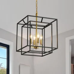 4-Light Candle Style Tiered Square Lantern Pendant
