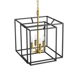 4-Light Candle Style Tiered Square Lantern Pendant