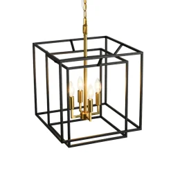 4-Light Candle Style Tiered Square Lantern Pendant