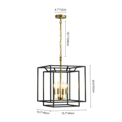 4-Light Candle Style Tiered Square Lantern Pendant