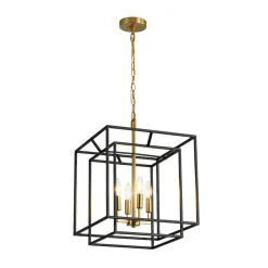 4-Light Candle Style Tiered Square Lantern Pendant