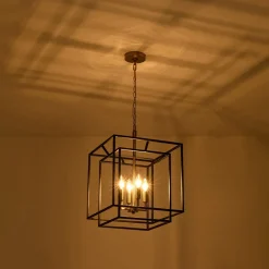 4-Light Candle Style Tiered Square Lantern Pendant